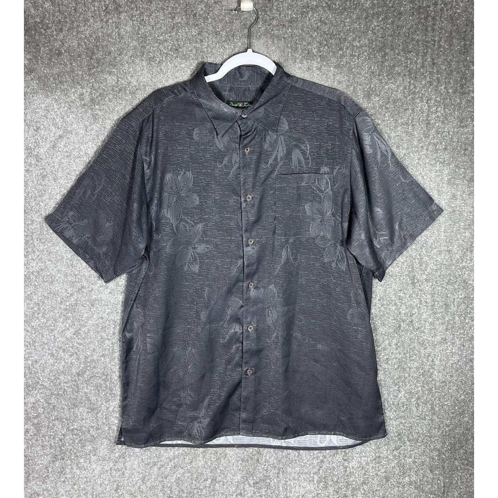David Taylor Collection Short Sleeve Button Up Shirt Mens Size Large Gray Floral